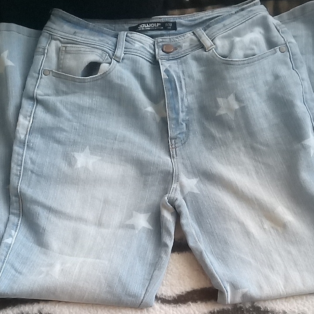 JouJou Light Blue Star-Print Boot Cut Jeans